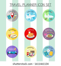 Travel planner icon vector set for your plan, Flat concept