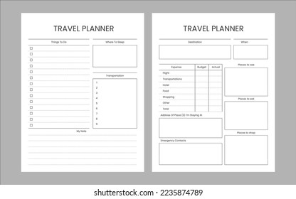 travel planner logbook vector template