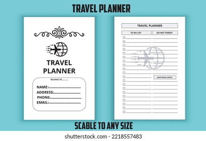 Travel planner low content kdp interior design vector template