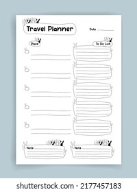 Travel Planner. Travel Planner Template. Habit Tracker. Blank Template. Vector Illustration. Minimal Style. Clean Style. Daily To Do. Cute Style.
