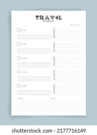 Travel Planner. Travel Planner Template. Habit Tracker. Blank Template. Vector Illustration. Minimal Style. Clean Style. Daily To Do. 