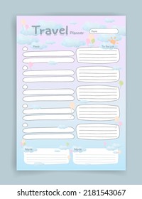 Travel Planner. Travel Planner Template. Habit Tracker. Blank Template. Vector Illustration. Minimal Style. Clean Style. Daily To Do. Cute Style.