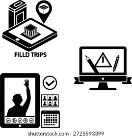 Proceso de planificación y reserva de viajes con mapa, pin de ubicación y marcas de verificación de éxito Diseño plano de Ilustración vectorial