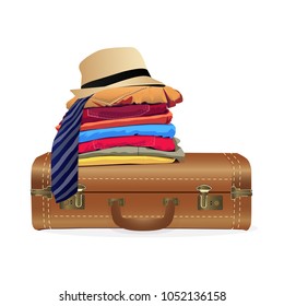 Travel planning design. Stack of clothing isolated on white background. Vector illustration