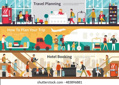 Travel Planning How To Plan Your Trip Hotel Booking flat interior outdoor concept web