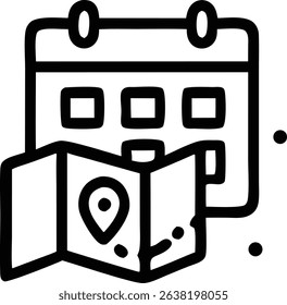 Travel planning icon Calendar and map.