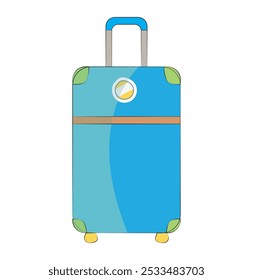 Maleta de plástico de viaje Grande con ruedas. Ilustración vectorial.