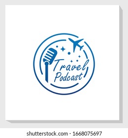 travel podcast logo template design vector, traveling, broadcast logo vector