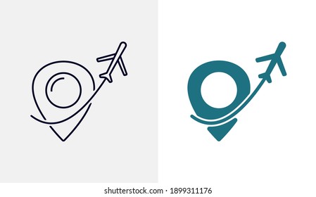 Plantilla vectorial de icono plano de punto de viaje, Conceptos de icono de diseño de viaje, Diseño creativo