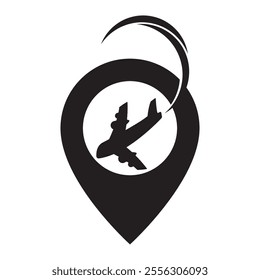 Travel Point Logo Design. Pin, Map, Point and Plane for Travel Business Company Logo Design Template.
