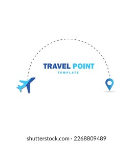 Travel point logo design template. Pin icon with airplane combination.