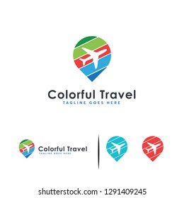 Travel Point logo designs concept vector, Travel Plane logo template designs vector,
