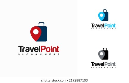 Konzept für das Travel Point-Logo mit Koffer-Symbol, Vektorsymbol