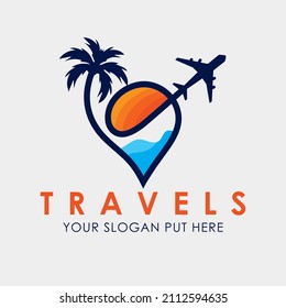 Travel point tour stock vector illustration. Simple modern travel Pin logo design symbol. 