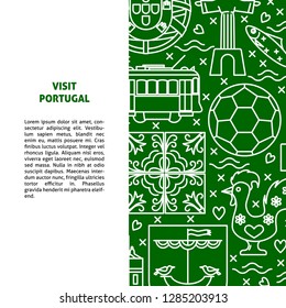 Travel Portugal concept banner template in line style