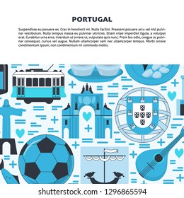 Travel Portugal concept banner template in flat style