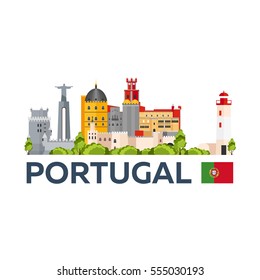 Reisen Sie nach Portugal Skyline. Vektorgrafik