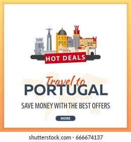 Travel to Portugal. Travel Template Banners for Social Media. Hot Deals. Best Offers