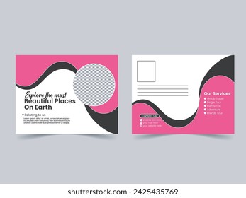 Travel Post Card Design Template .