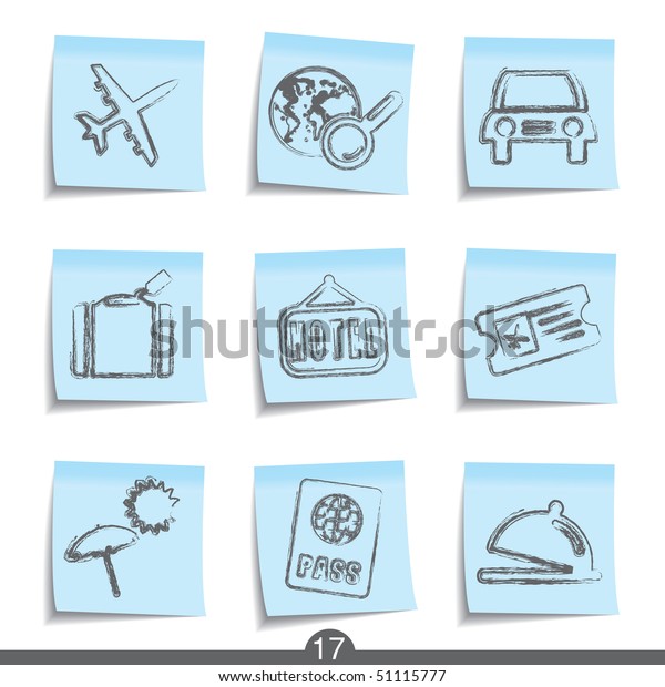 Travel post it icons from\
series