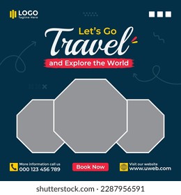 Travel post or social media post template Design square