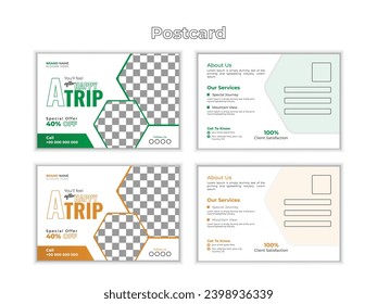 Travel postcard design template with two colors. 