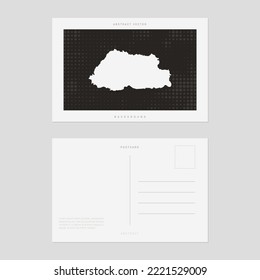 Travel postcard map of Bhutan vector style vintage.