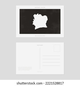 Travel postcard map of Ivory Coast vector style vintage.