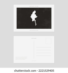 Travel postcard map of Myanmar vector style vintage.