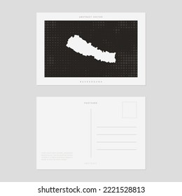 Travel postcard map of Nepal vector style vintage.