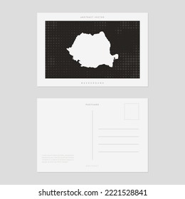 Travel postcard map of Romania vector style vintage.
