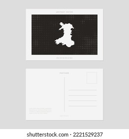 Travel postcard map of Wales vector style vintage.
