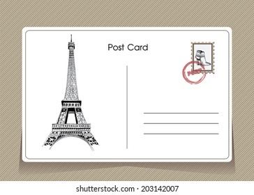 Travel Postcard and Stamps.