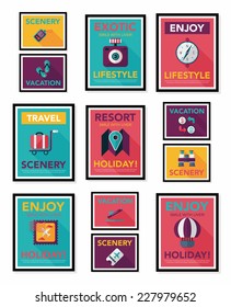 Travel poster banner design flat background set, eps10