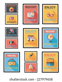 Travel poster banner design flat background set, eps10