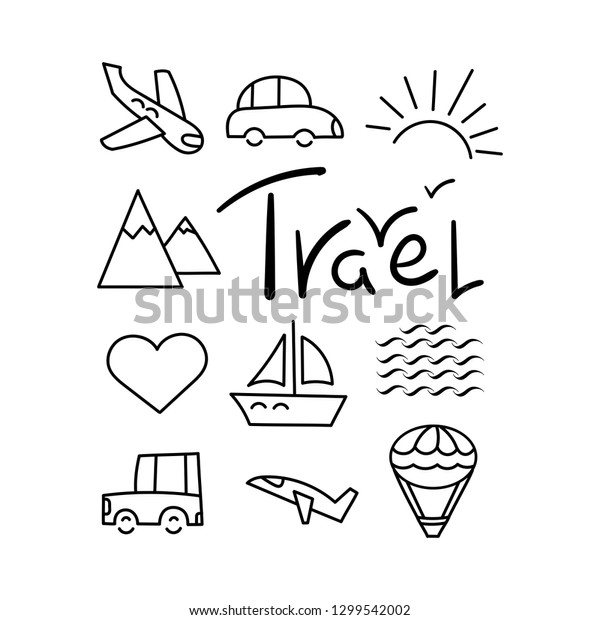 Travel.  Poster design, invitations.  Hand\
drawn vector\
illustration.