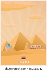 Travel poster to Egypt. Vector flat illustration