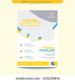 Travel Poster Flyer Pamphlet Brochure Cover Design Layout Space For Photo Background, Vector Template In A4 Size