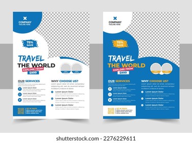 Travel poster or flyer pamphlet brochure design layout space for photo background, Vacation travel brochure flyer design. Summer Holiday Travel and Tourism Brochure, Template, Flyer Design Set