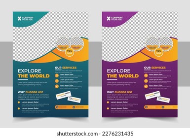 Travel poster or flyer pamphlet brochure design layout space for photo background, Business Brochure, Template or Flyer design for Tour and Travel Business concept.