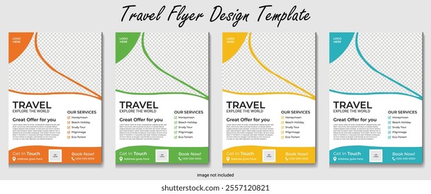 Travel poster or flyer pamphlet brochure design layout space for photo background. Yellow Travel flyer template for travel agency. Modern Travel Flyer Template Design bundle.