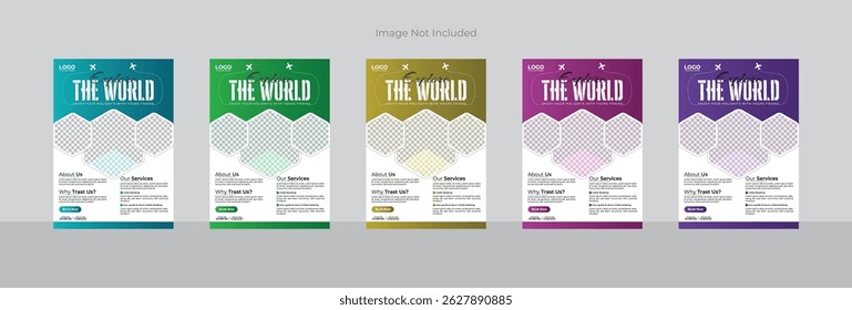 Travel poster or flyer pamphlet brochure design layout space for photo background. Yellow Travel flyer template for travel agency. Minimal Travel Flyer Design.