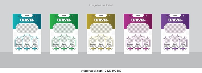 Travel poster or flyer pamphlet brochure design layout space for photo background. Yellow Travel flyer template for travel agency. Minimal Travel Flyer Design.