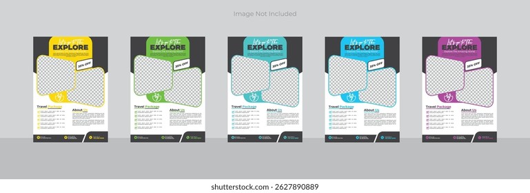 Travel poster or flyer pamphlet brochure design layout space for photo background. Yellow Travel flyer template for travel agency. Minimal Travel Flyer Design.
