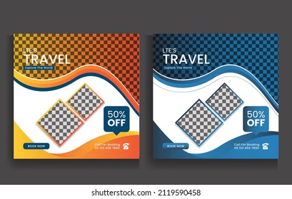 Travel poster or flyer social media brochure design layout. Travel social media template for travel agency 