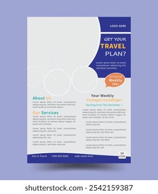 Póster de viaje o folleto temehlet, folleto de viaje de vacaciones folleto de diseño de Plantilla, folleto para el negocio de la agencia de viajes, espacio para fondo de fotos. Festiva y diseño de folleto de publicidad turística.