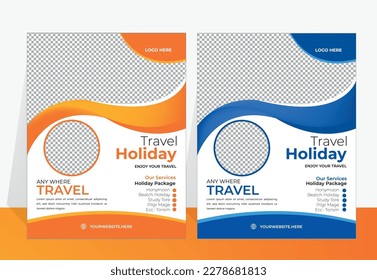 Travel poster or flyer template brochure design. Travel flyer template for travel agency