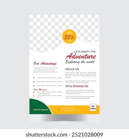 Travel poster or flyer templet, Vacation travel brochure flyer design template, flyer for travelling agency business, space for photo background, Travel flyer or poster brochure design, Holiday and t