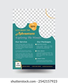 Travel poster or flyer templet, Vacation travel brochure flyer design template, flyer for travelling agency business, space for photo background, Travel flyer or poster brochure design.