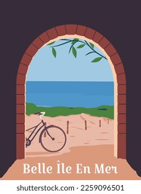 Travel poster  France the island Belle ile en Mer in the Morbihan.  vector illustration.